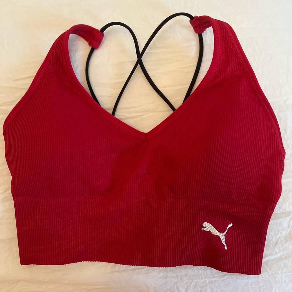 Red puma sports bra
